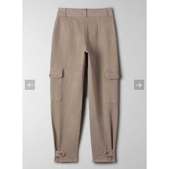 Aritzia Wilfred Free Modern Cargo Straight Pants High-Rise Utility Taupe Twill 6 - Picture 6 of 16